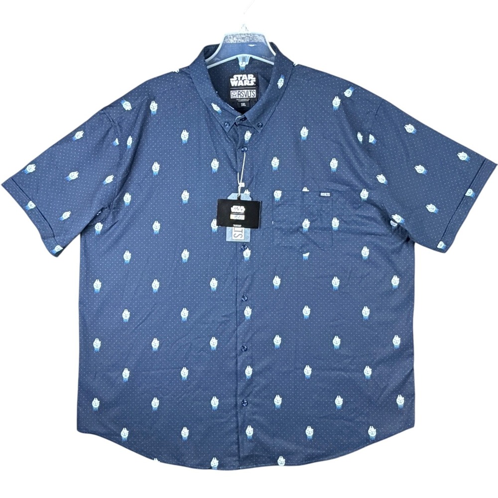 RSVLTS Star Wars Men's 3XL 12 Parsecs Kunuflex Shirt Navy Millennium Falcon